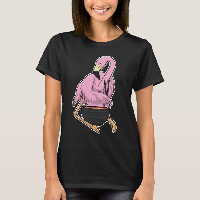 T-shirt Bol de ramen flamant rose (Devant)