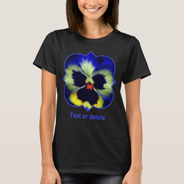 T-shirt Bold Blue Pansy Flower Personalized (Devant)