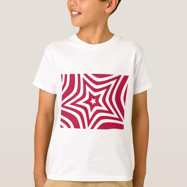 T-shirt Bold & Bright Red & White Star dans un Motif vecto (Devant)