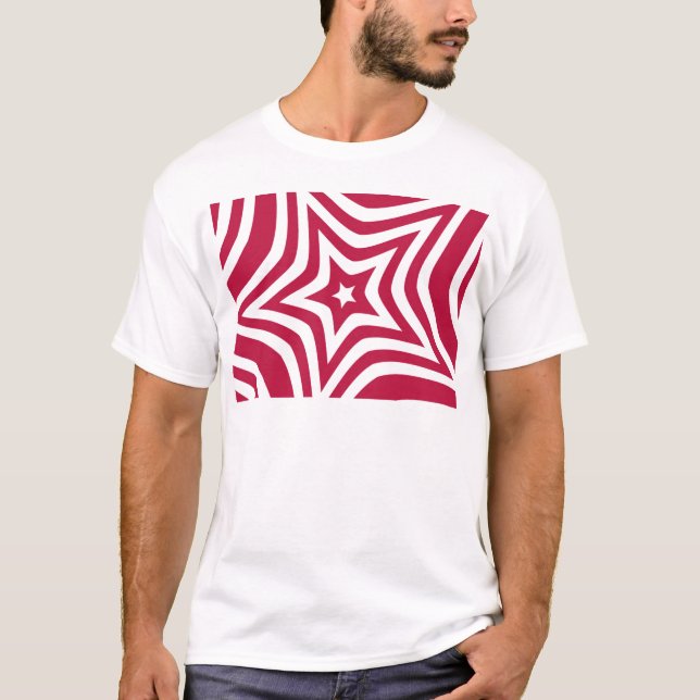 T-shirt Bold & Bright Red & White Star dans un Motif vecto (Devant)