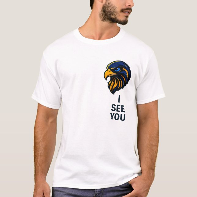 T-shirt Bold Falcon Head with "I SEE YOU" Statement - Mini (Devant)
