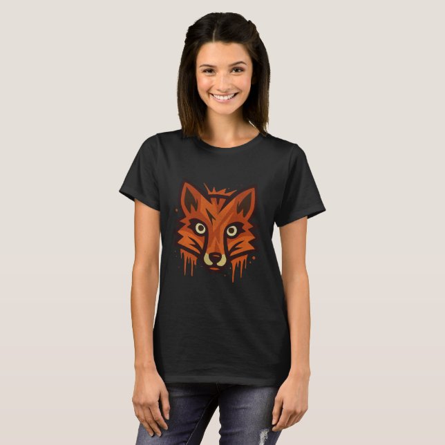 T-shirt Bold Fox Illustration – Modern Artistic Fox Design (Devant entier)