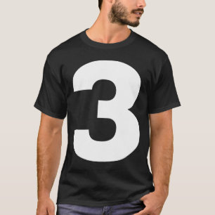 T-shirt Bold Number Three 3  Big Font Symbol Character