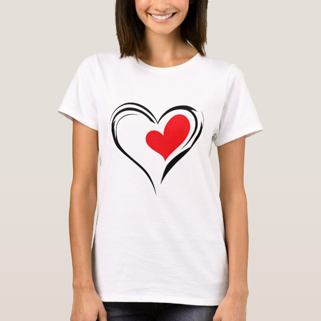 T-shirt Bold Red Heart – Minimal Romantic Love Design (Devant)