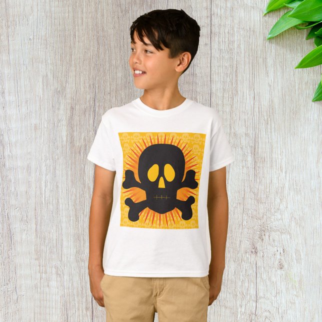 T-shirt Bold Skull and Crossbones with Orange Burst (Créateur téléchargé)