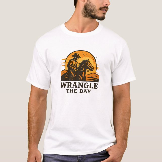 T-shirt Bold Western Horseback Sunrise Graphic (Devant)