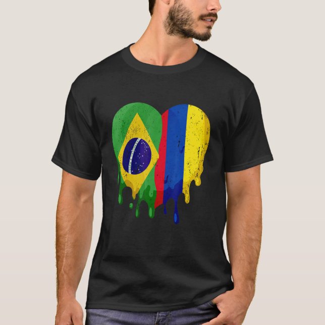 T-shirt Bolivia Colombia Flag Heart Citizen Grown Patriot  (Devant)
