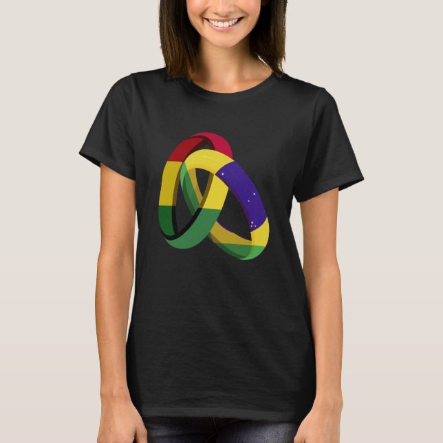 T-shirt Bolivia Flag Brazil Grown Ring Marriage Wedding (Devant)