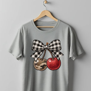 T-shirt Bomb Cherry Camo & Carreaux Faux-Broderie