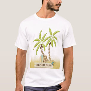 T-shirt Bon à rien, planches de surf, palmiers et sable de