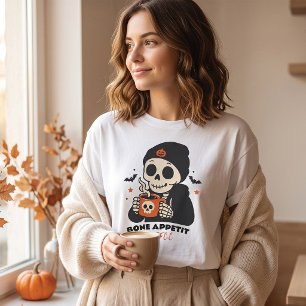 T-shirt Bon appétit squelette café Halloween