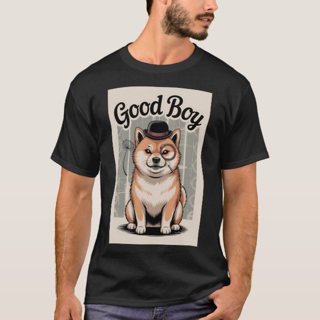 T-shirt Bon chien avec Casquette Bowler (Devant)
