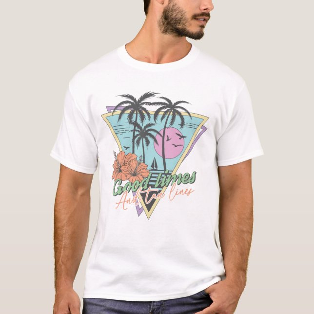 T-shirt Bon Temps Et Lignes De Tan (Devant)