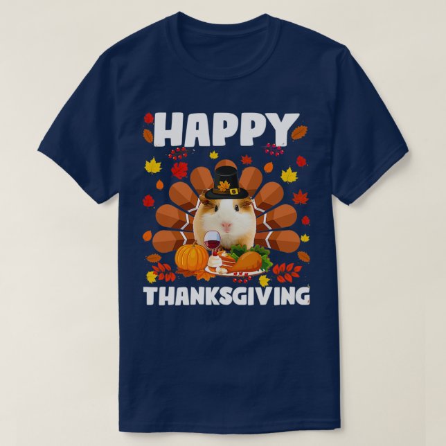 T-shirt Bon thanksgiving Drôle Cochon de Guinée (2) (Design devant)