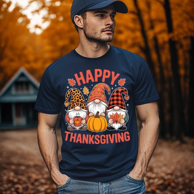 T-shirt Bon thanksgiving Gnomes Cute Café & Citrouille (Créateur téléchargé)
