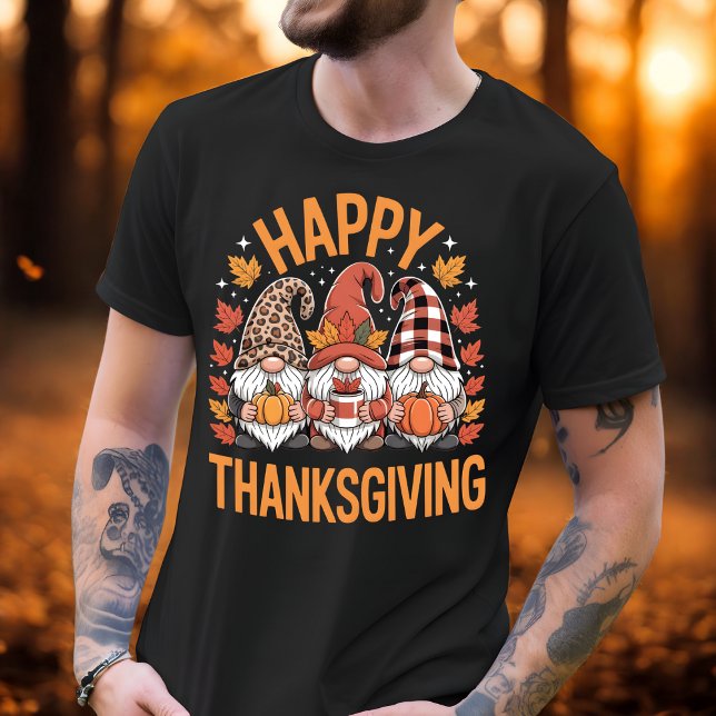 T-shirt Bon thanksgiving Gnomes Cute Café & Citrouille (Créateur téléchargé)