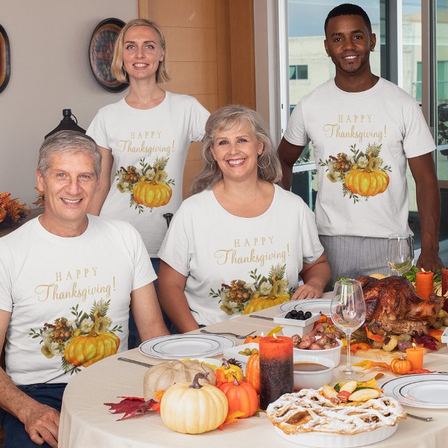 T-shirt Bon thanksgiving orange citrouille floral (Créateur téléchargé)