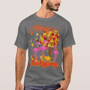T-shirt Bon thanksgiving Trois Flamants roses amusants en