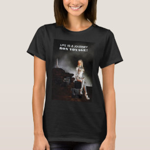 T-shirt Bon voyage ! Jolie femme. Espace heureux