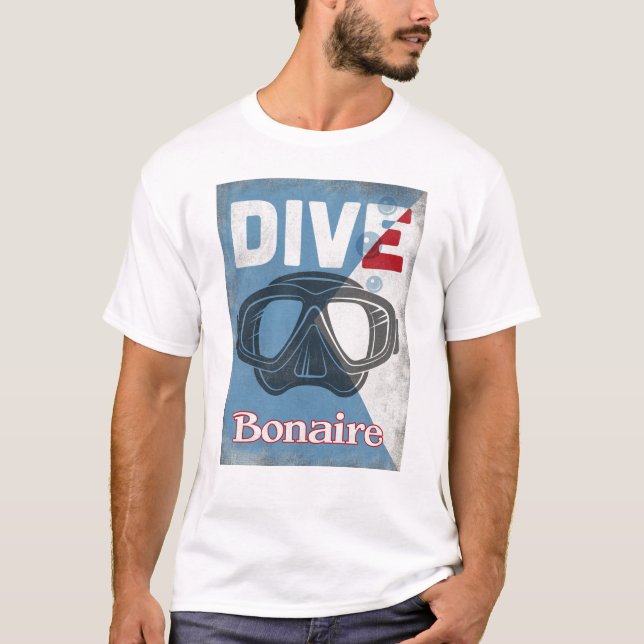 T-shirt Bonaire Masque De Plongée Vintage (Devant)