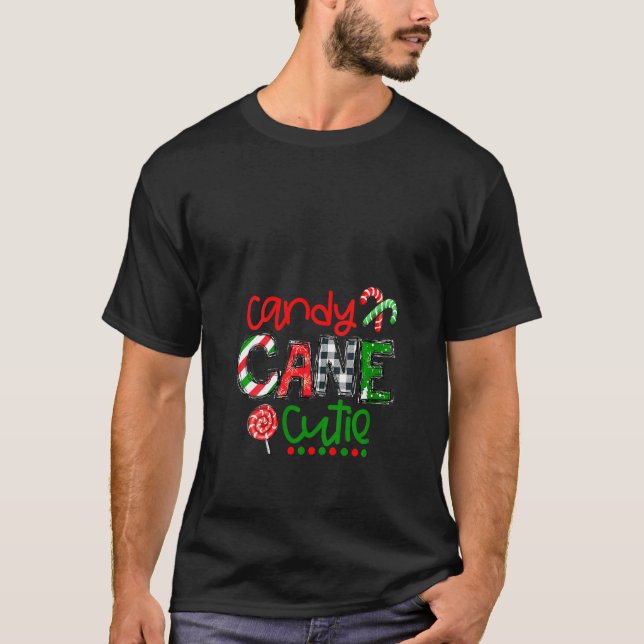 T-shirt Bonbons de canne mignonne pour les femmes Noël (Devant)