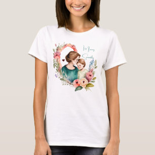 T-shirt Bond adorable maman et fille - Cadre floral (4)