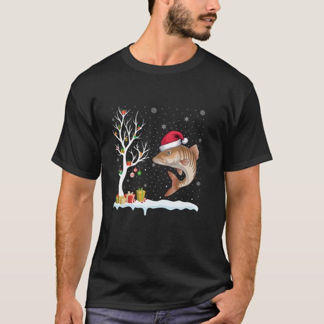 T-shirt Bonefish Santa Hat Festif Tree Light Christmas Pa (Devant)