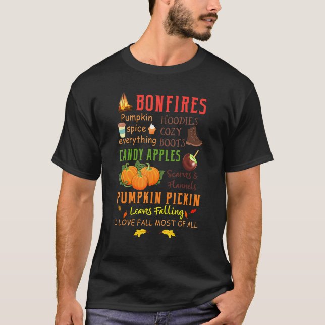 T-shirt Bonfires Citrouille épice Tout tomber (Devant)