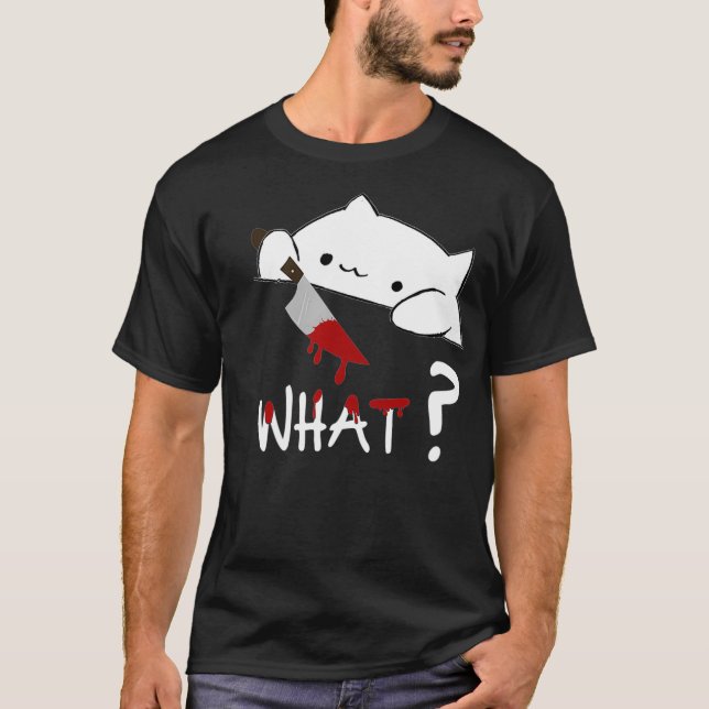 T-shirt Bongo Cat what Funny Halloween Cat with Bloody (Devant)