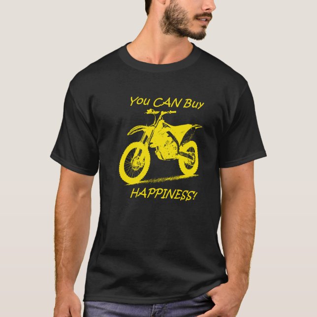 T-shirt Bonheur d'achat - jaune sur le noir (Suzuki) (Devant)