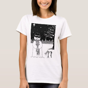 T-shirt bonhomme de neige blanc et noir à Noël