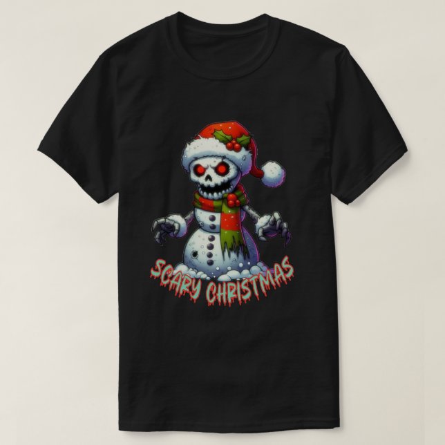 T-shirt bonhomme de neige effrayant, noël effrayant (Design devant)