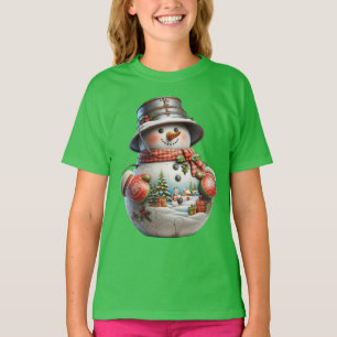 T-shirt Bonhomme de neige en écharpe rouge, Noël, Auteur N
