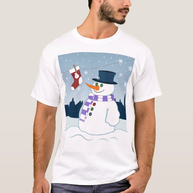 T-shirt Bonhomme de neige et Noël de bas (Devant)
