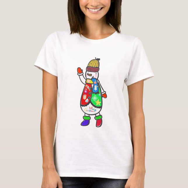 T-shirt Bonhomme de neige laid de chandail (Devant)