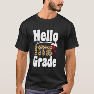 T-shirt Bonjour 11e année Leopard 1er jour équipe scolaire