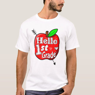 T-shirt Bonjour 1Ème Année Funny Teacher Team Retour À