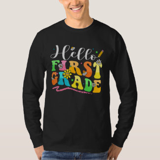 T-shirt Bonjour 1ère année Crayon mignon Rainbow Retour à