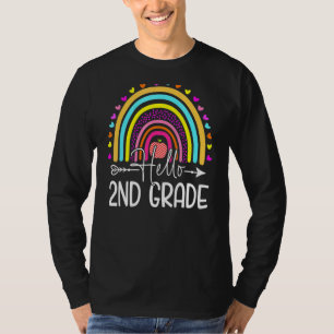 T-shirt Bonjour 2e année Arc-en-ciel Enseignant de premièr