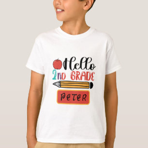 T-shirt Bonjour 2e année personnalisée Retour à l'école Am