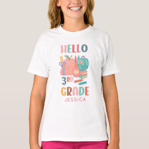 T-shirt Bonjour 3e année de retour à l'école enfants