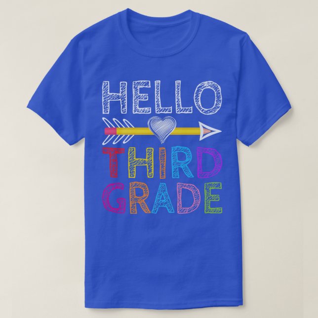 T-shirt Bonjour 3e année Enseignant élève 3e année Retour  (Design devant)