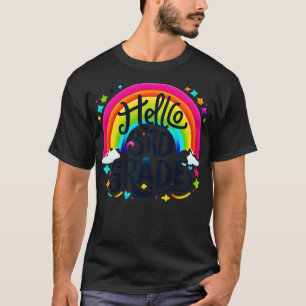 T-shirt Bonjour 3e Classe Rainbow Leopard Retour À L'École