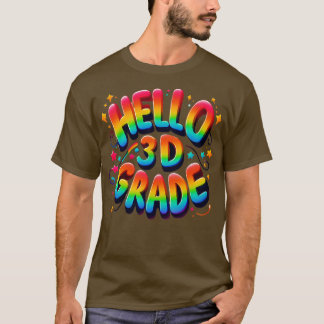 T-shirt Bonjour 3e Classe Rainbow Leopard Retour À L'École