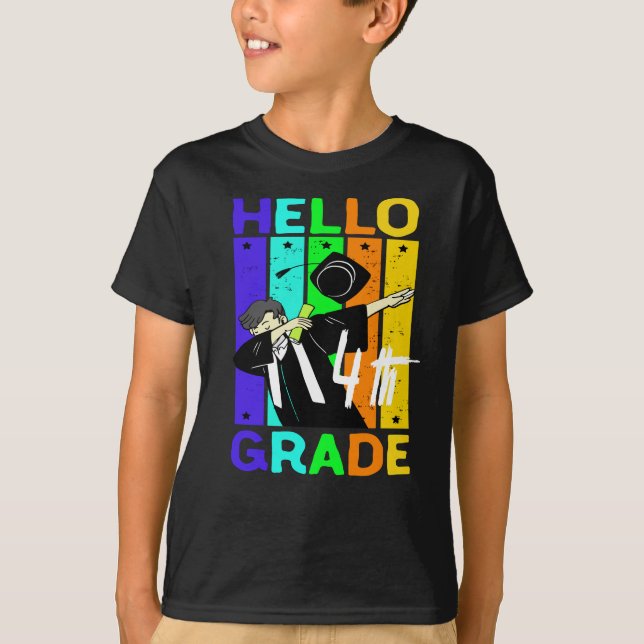 T-shirt Bonjour 4e année|Retour à l'école Bonjour 4e année (Devant)