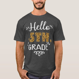 T-shirt Bonjour 5e année de retour à l'école Leopard Ensei