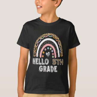 T-shirt Bonjour 5e année Leopard Rainbow 5e année Teache