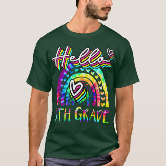 T-shirt Bonjour 5e année Rainbow Tie Dye Retour à l'école