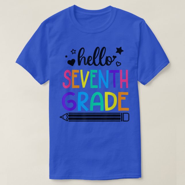 T-shirt Bonjour 7e année Retour à l'école tenues pour fill (Design devant)