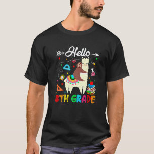 T-shirt Bonjour 8e année Joyeux premier jour d'école Lama 